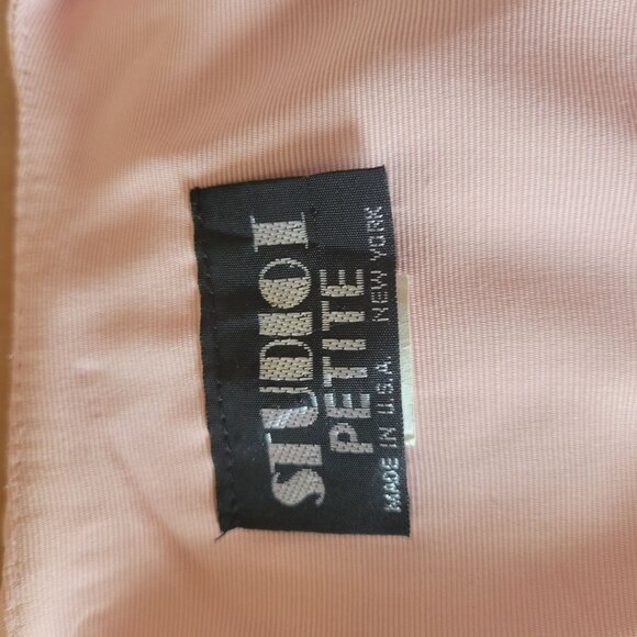 Studio I Womens Petite Blush Pink Dress Suit W/ Embroidered Lace Collar & Belt - Picture 5 of 7